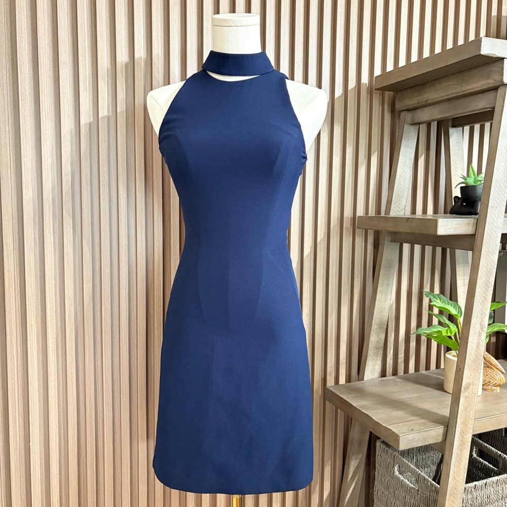 H&M Navy Halter Neck Bodycon Dress - Size 2